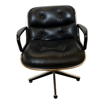 Charles Pollock leather armchair - knoll edition