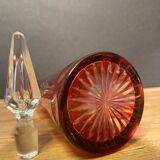Piriform decanter in cut and tinted red crystal Overlay, Baccarat, Saint Louis