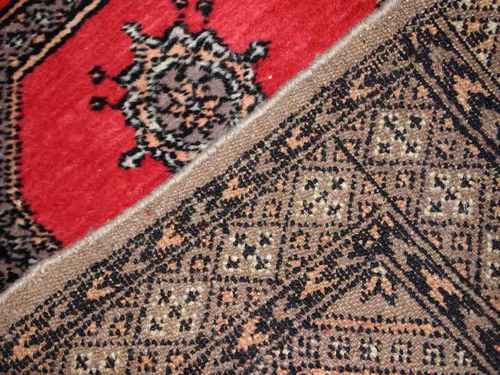 Vintage carpet Uzbek Bukhara handmade 65cm x 170cm 1960s, 1C712