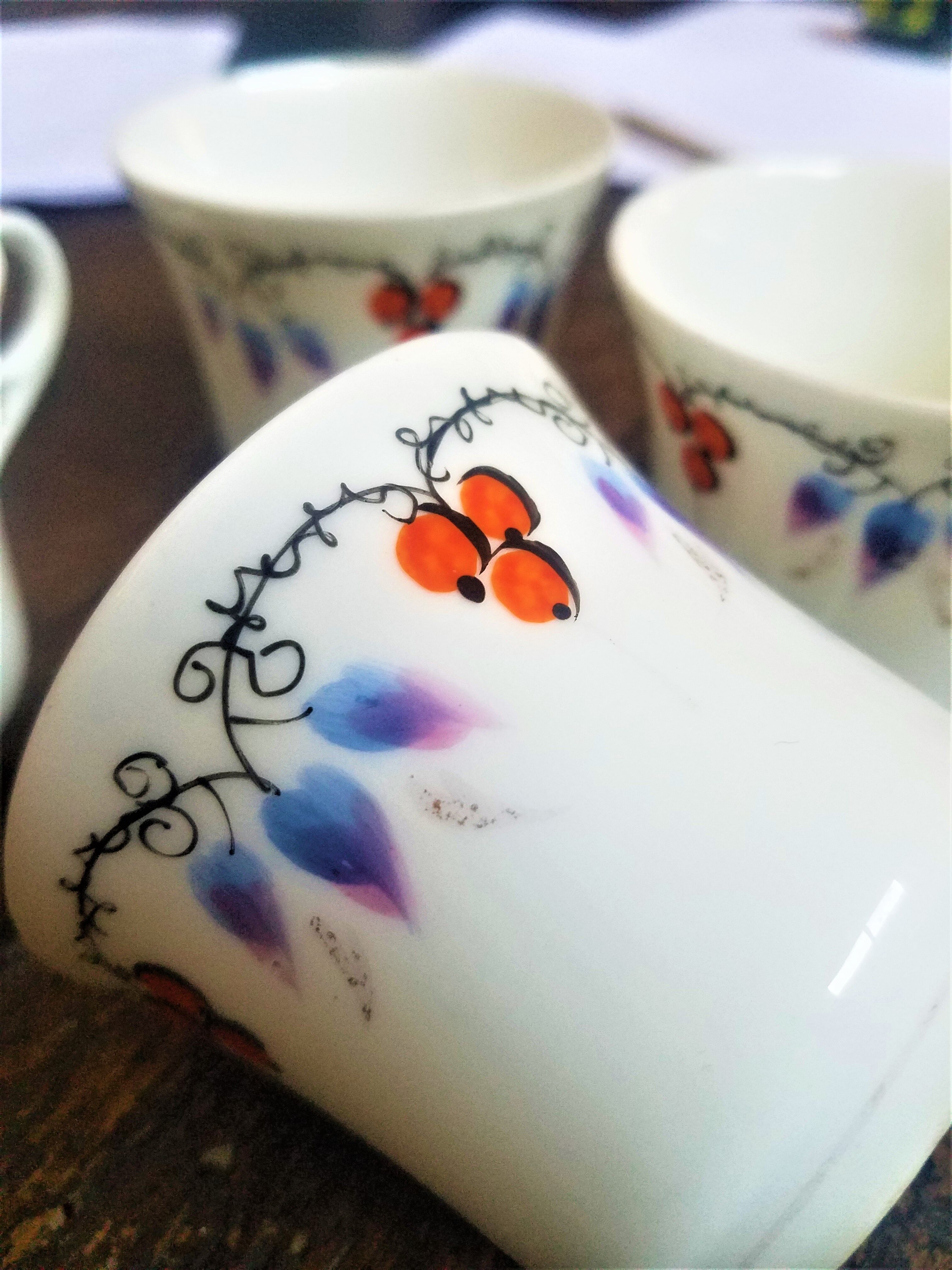 Nineteenth-century porcelain tea service hand-painted signature unknown