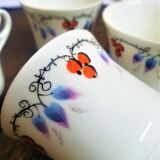 Service à thé XIXe en porcelaine peint à la main signature inconnue