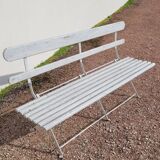 Folding garden bench in iron and old wood - 1950s