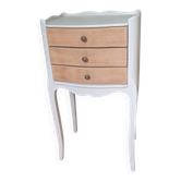 Vintage wooden bedside table with 3 drawers.