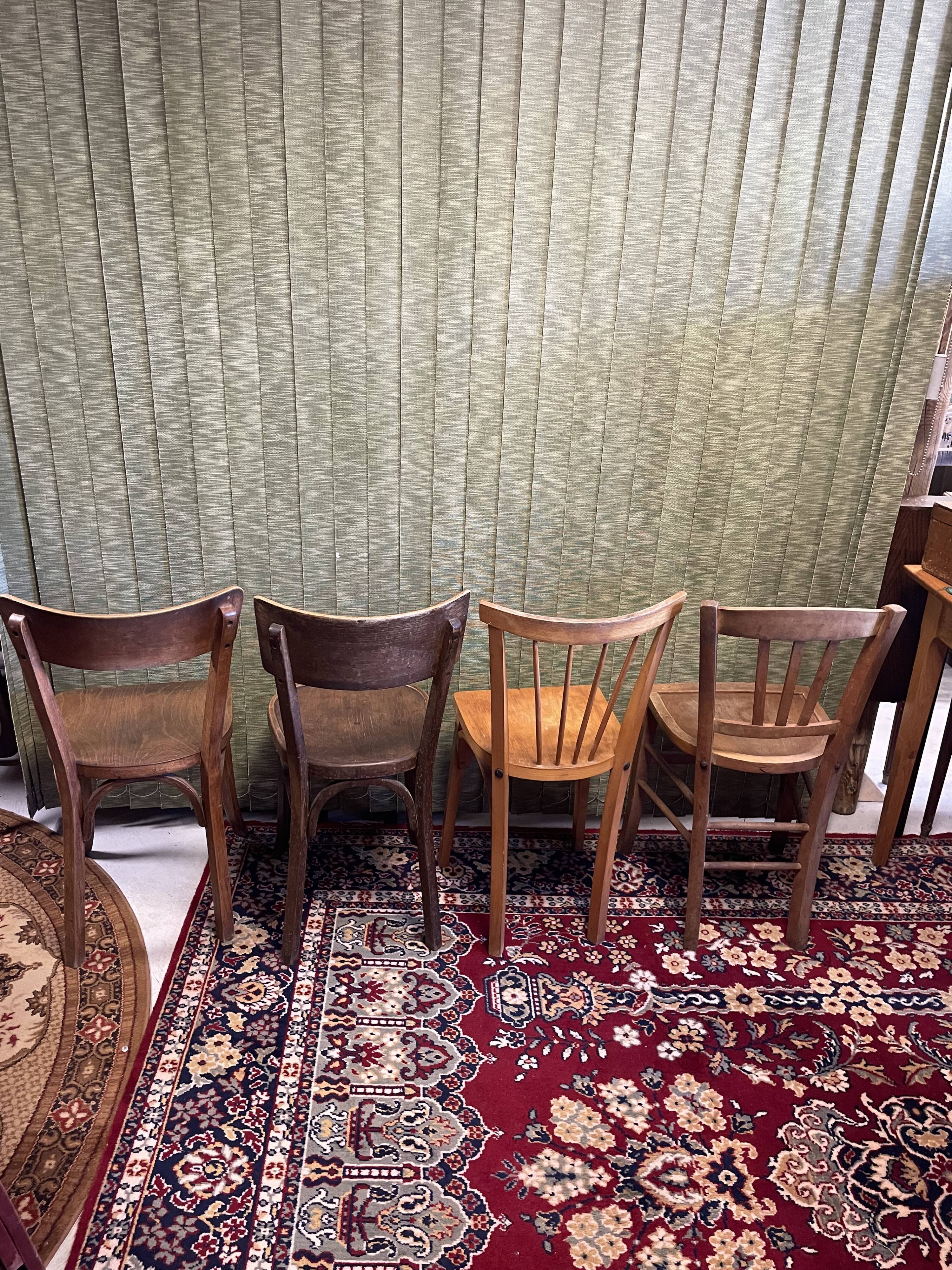Set 4 vintage mismatched bistro chairs 50