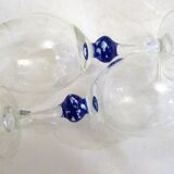 Set of 6 blue ball wine glasses by Luminarc.