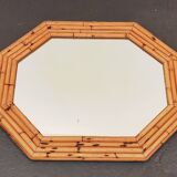 87 x 72 - Large octagonal bamboo rattan wood mirror