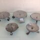 Suite of five candlesticks in brushed metal / vintage 60s-70s