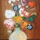 Huile sur panneau, nature morte au bouquet de fleurs