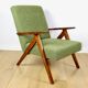Vintage armchair B-310 VAR green boucle dark structural wood 1970s