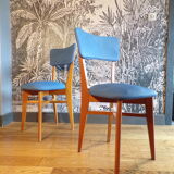 Pair of vintage blue skai chairs