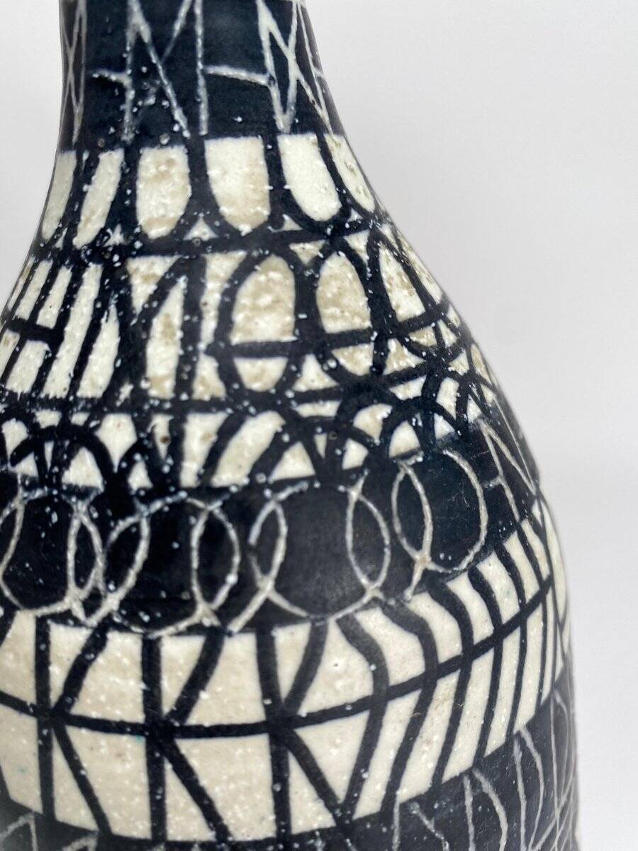 Large Decorated Ceramic Bottle by Atelier Mascarella, 1950s