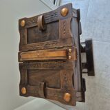 Antique Jugendstil work table — oak and copper fittings, circa 1900