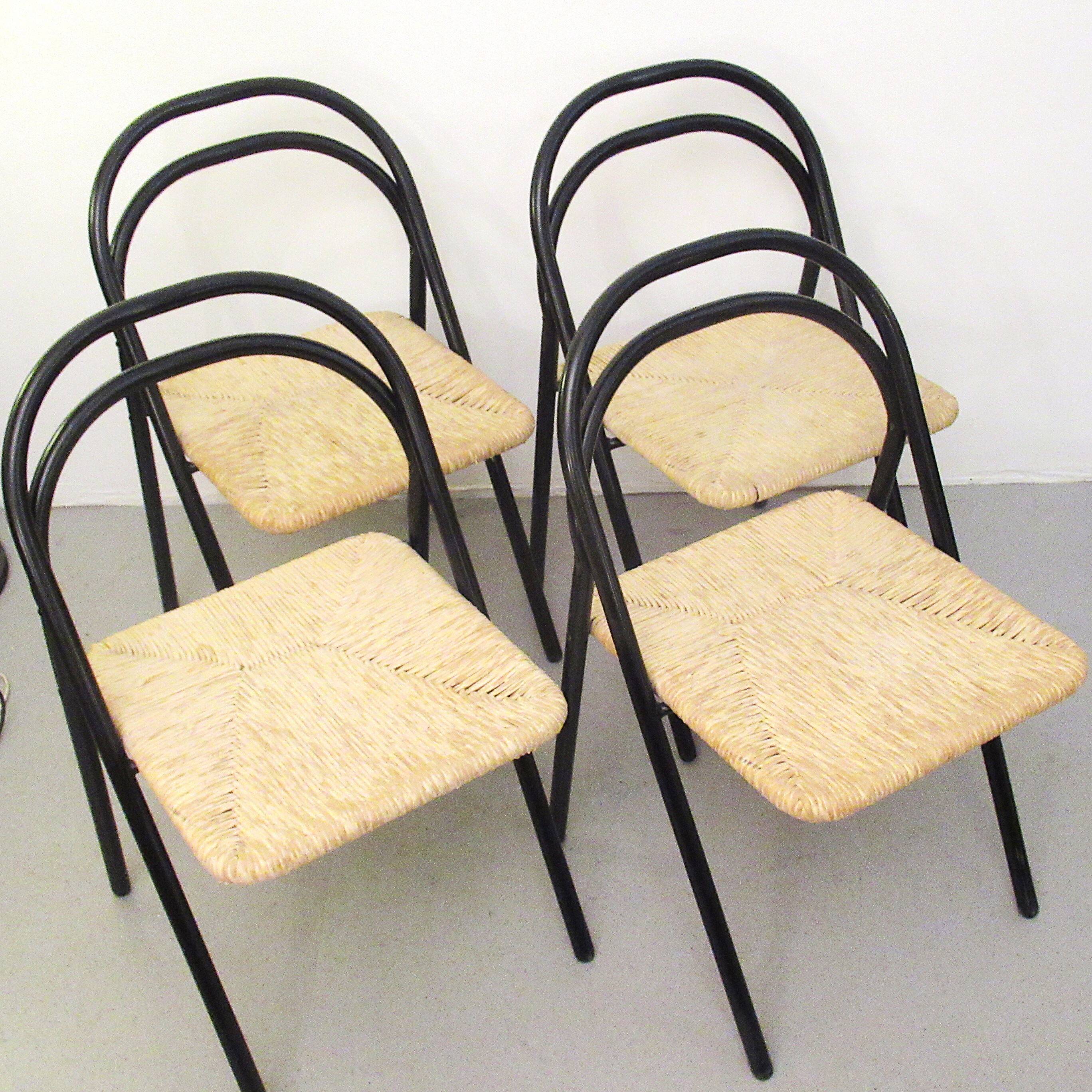Four straw chairs from the 70s