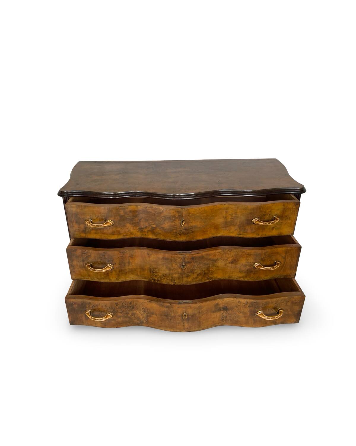 Commode italienne Art déco en loupe de noyer, années 1940-50