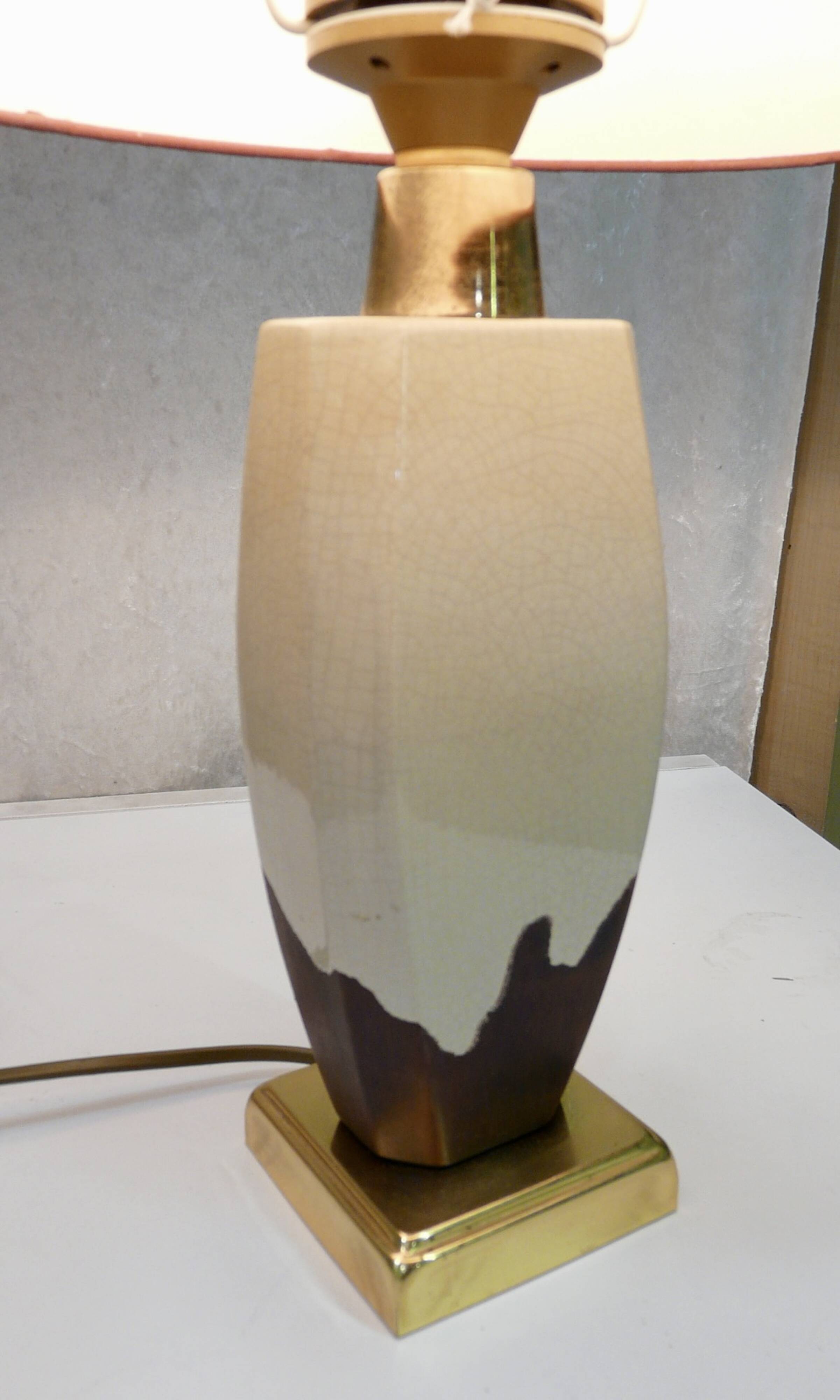 Vintage ceramic and brass lamp 1970-80