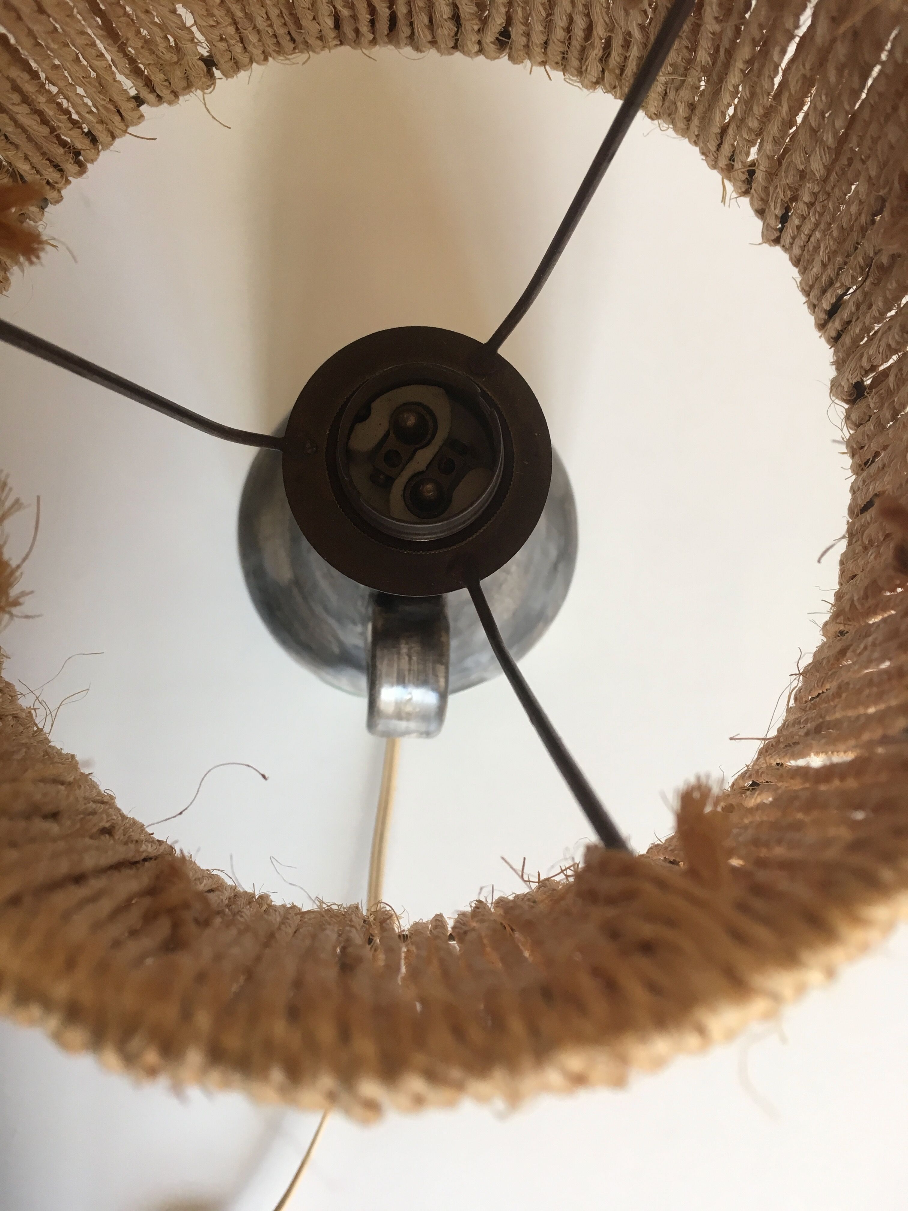 Ceramic lamp 1960 rope lampshade