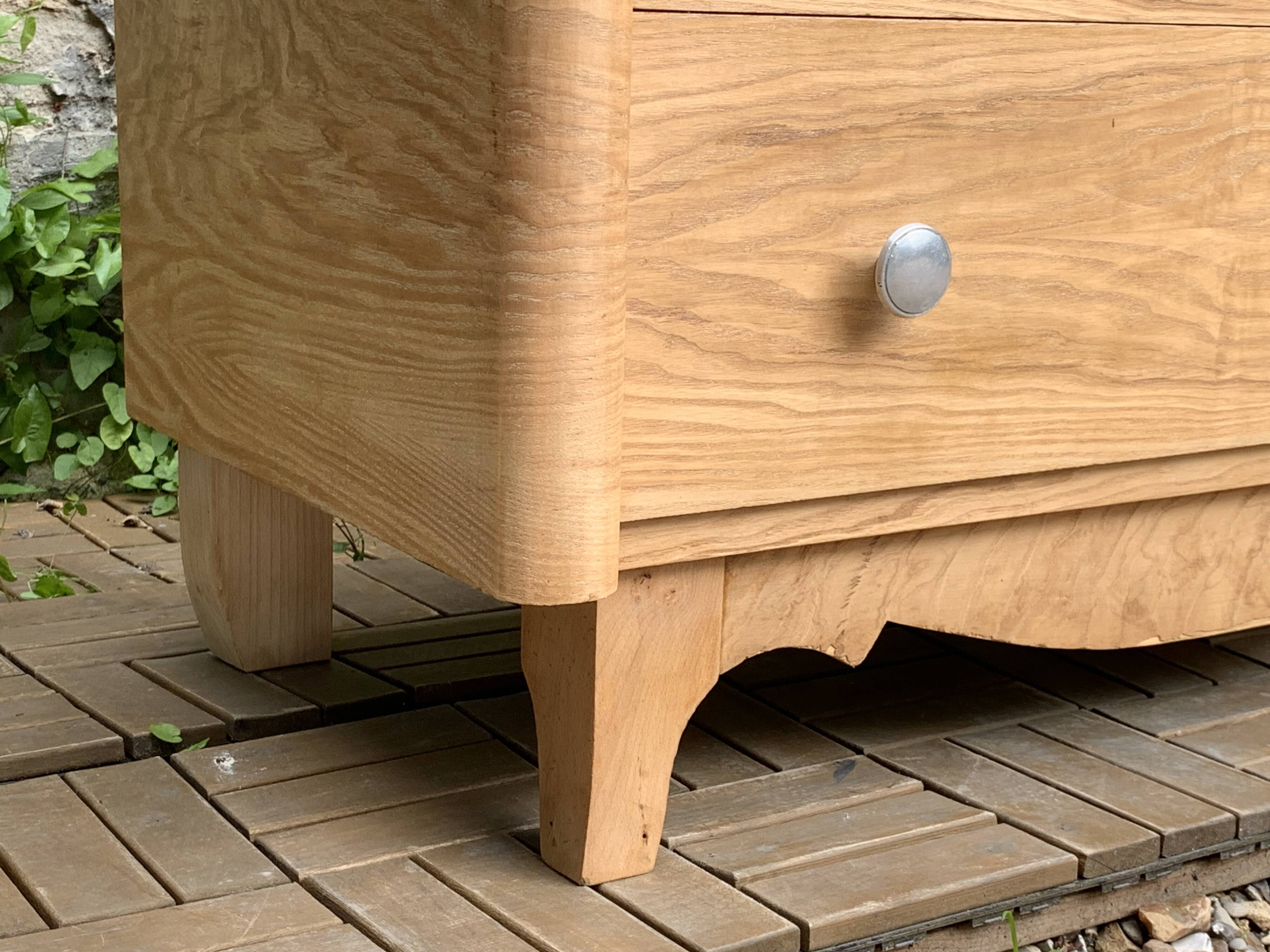 Raw oak art deco chest of drawers