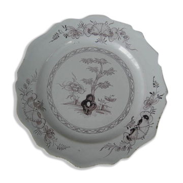 18th century St Amand manganese earthenware plate