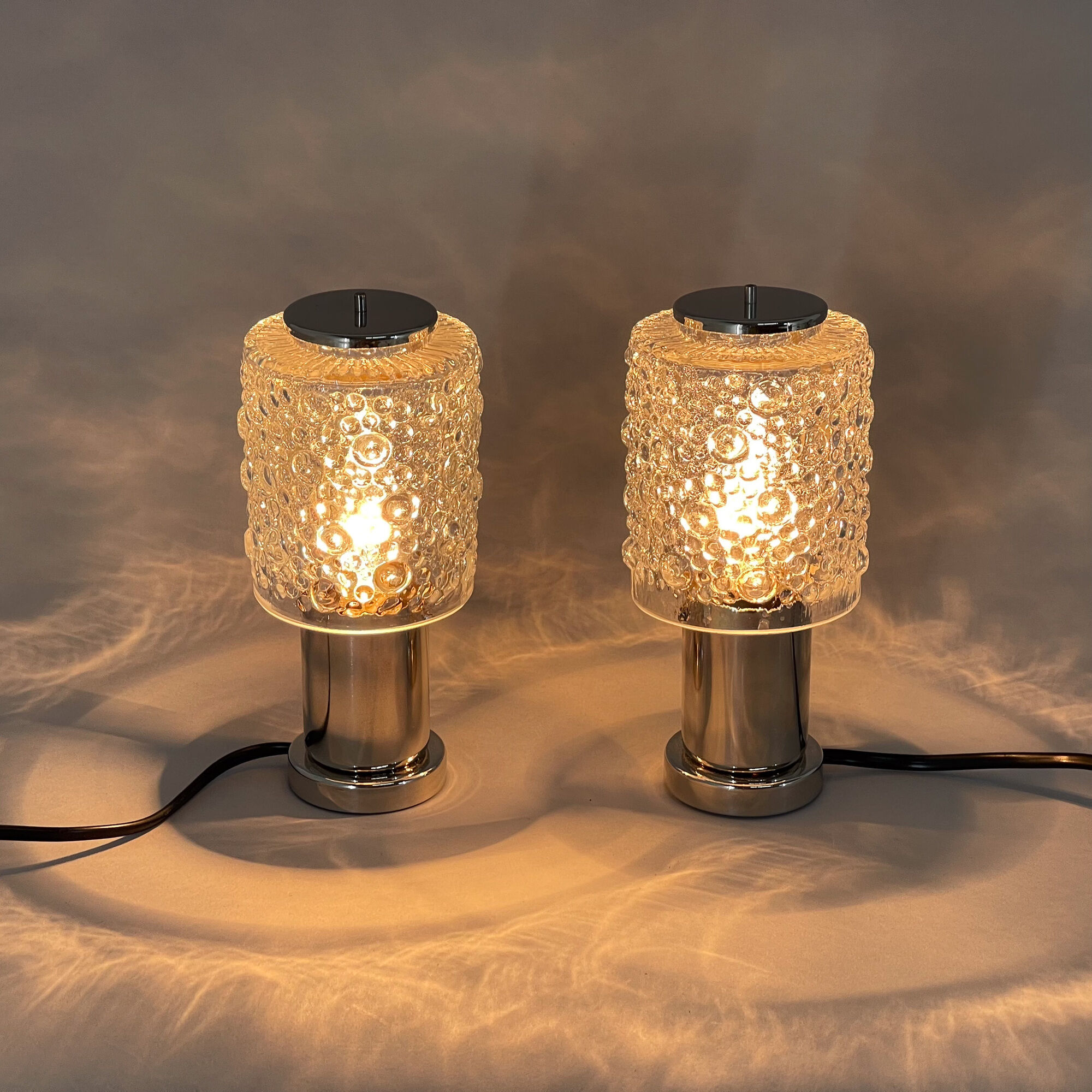 Pair of Mid-Century Chrome Table  Lamps, Kamenicky Senov, 1960's