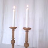 Large carved wooden candlesticks