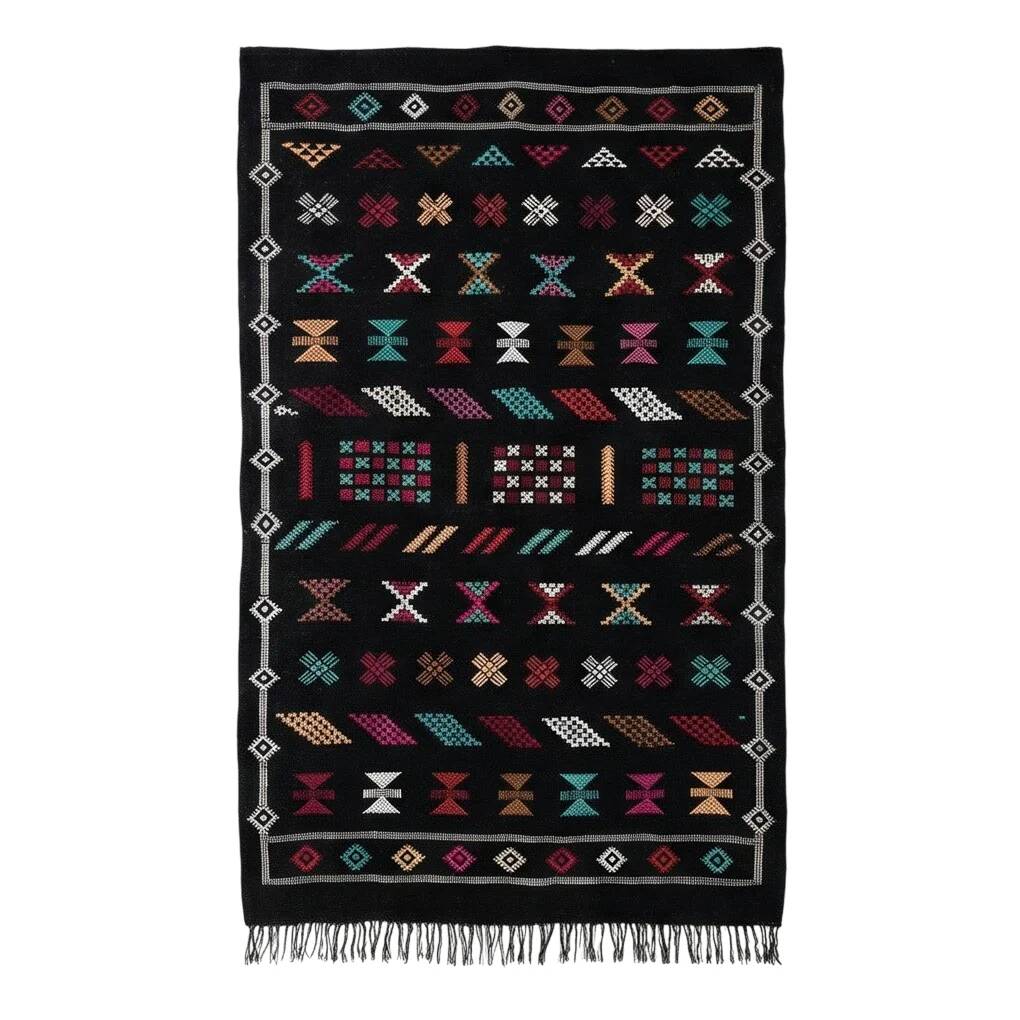 Black ethnic sabra rug 90x150 cm