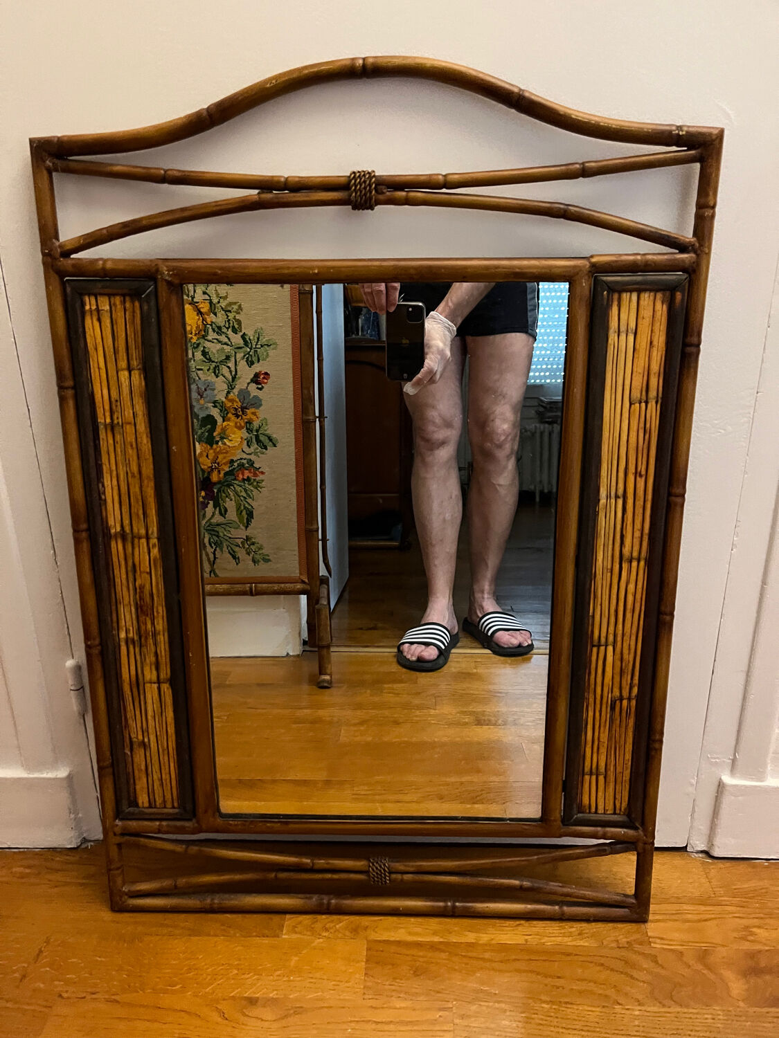Miroir vintage imitation bambou