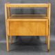 1960s mid-century maple nightstand with milky glass shelf, restored, Czechoslovakia