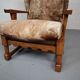 Brutalist oak lounge chair and ottoman