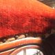 lot of 4 chairs Castle Chippendale, Louis XV late 1800s red velvet