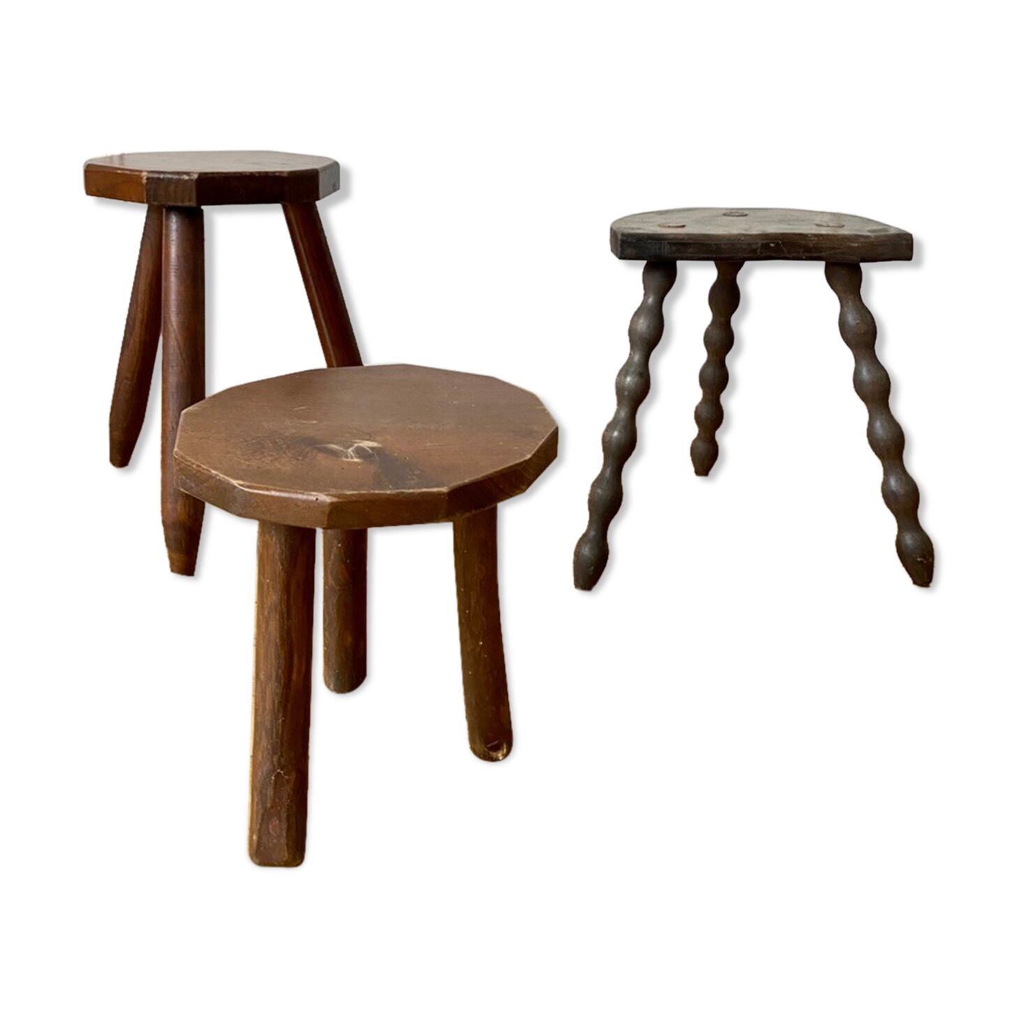 Trio de tabourets tripodes