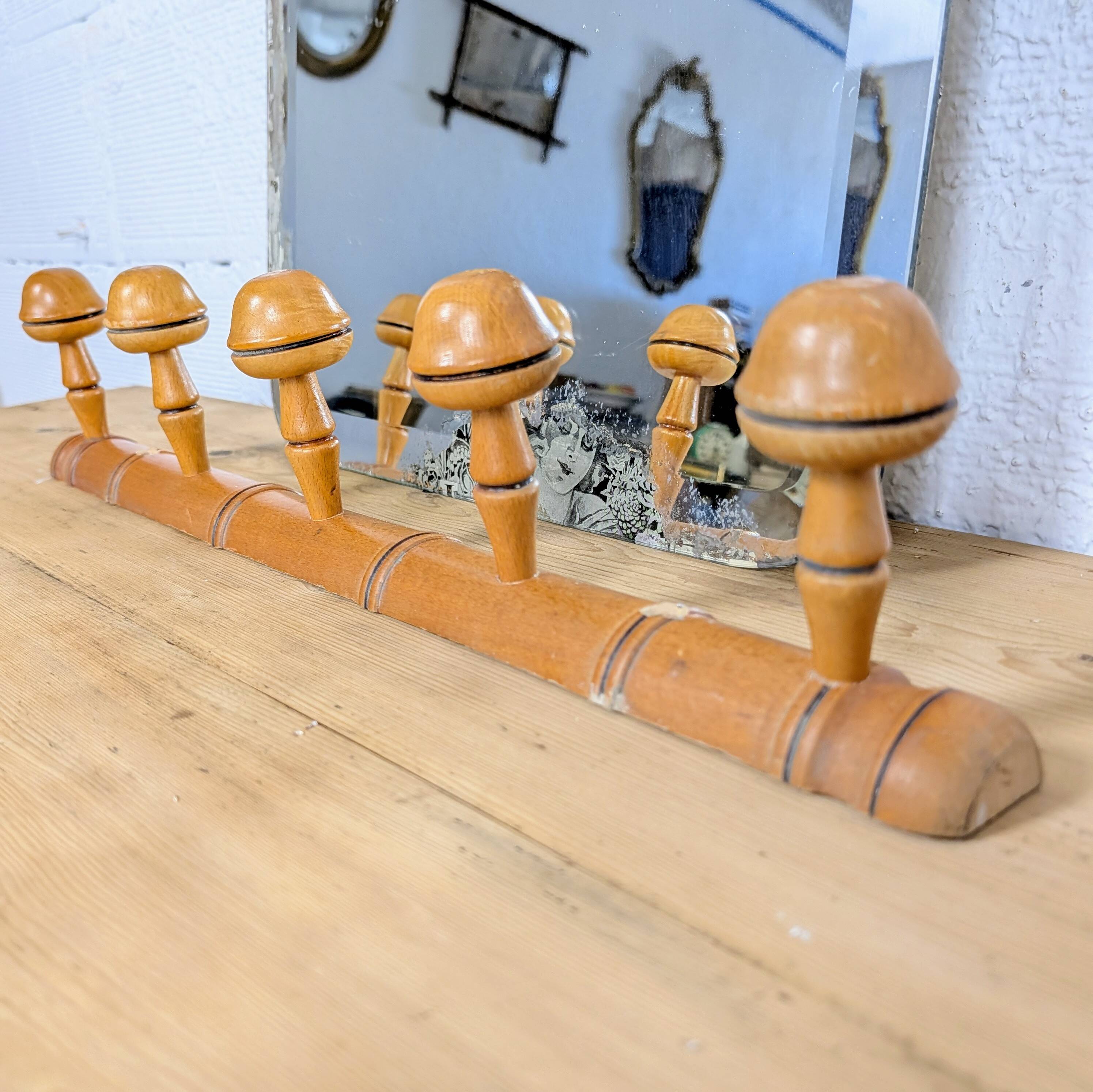 Turned wooden coat rack
