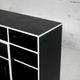 Storage cabinet wood compressed lacquered black lining margins aluminum. France, circa 1975.