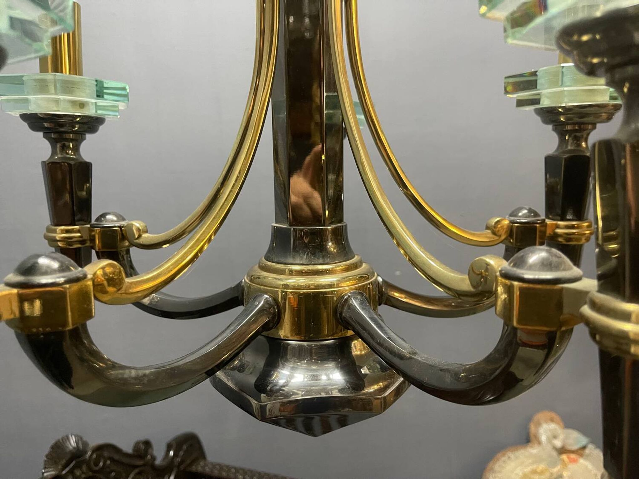 Lustre Lampart en laiton et cristal, années 1970