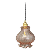 Vintage pink frosted glass globe pendant light