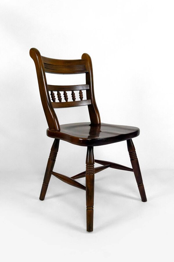 Lot de 6 chaises ''Windsor'' / Western / Cowboy en hêtre, Circa 1970