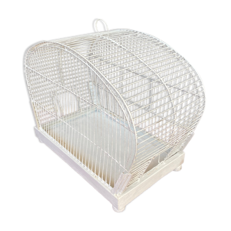 Old white metal bird cage