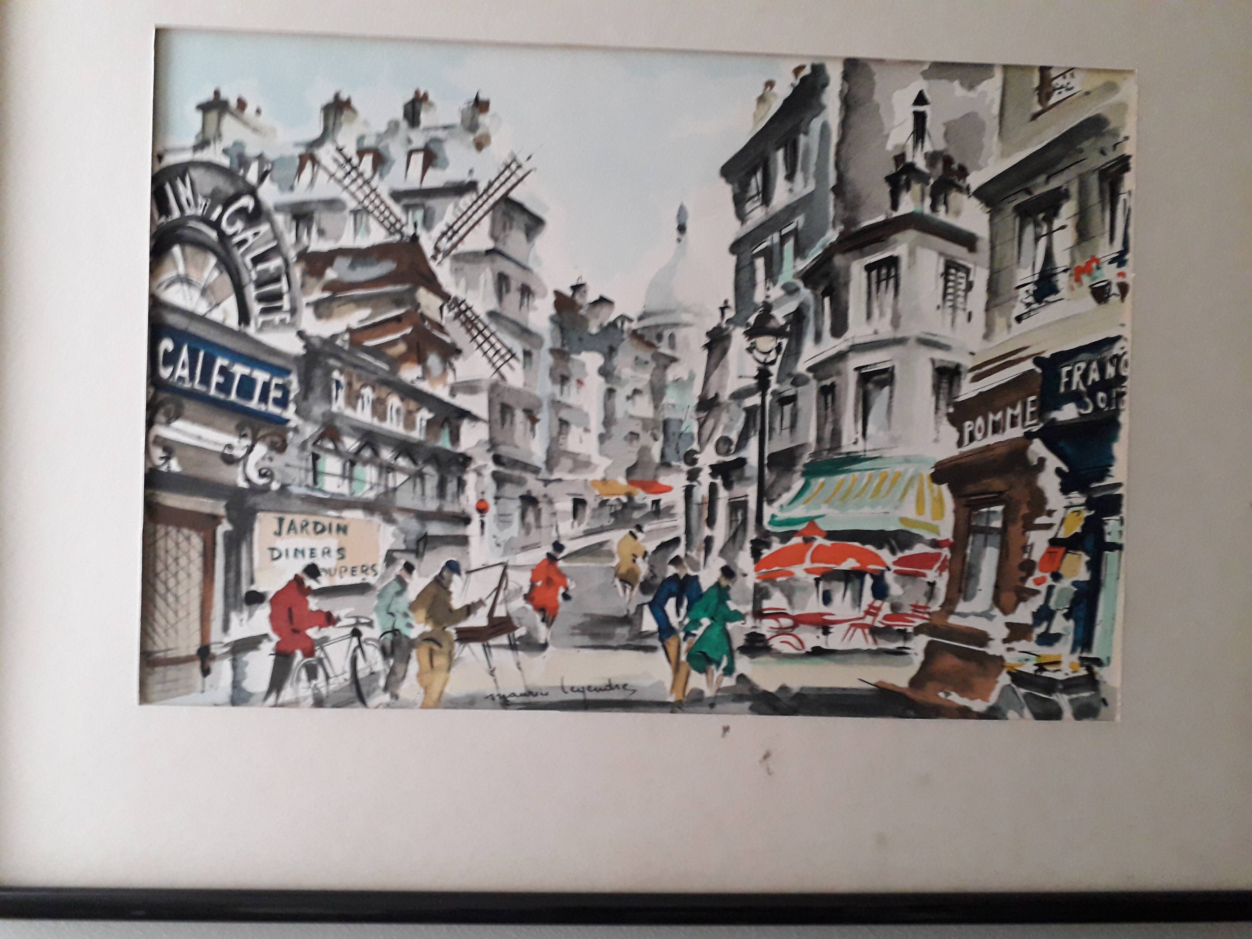 Old illustration of Montmartre signed Maurice Legendre