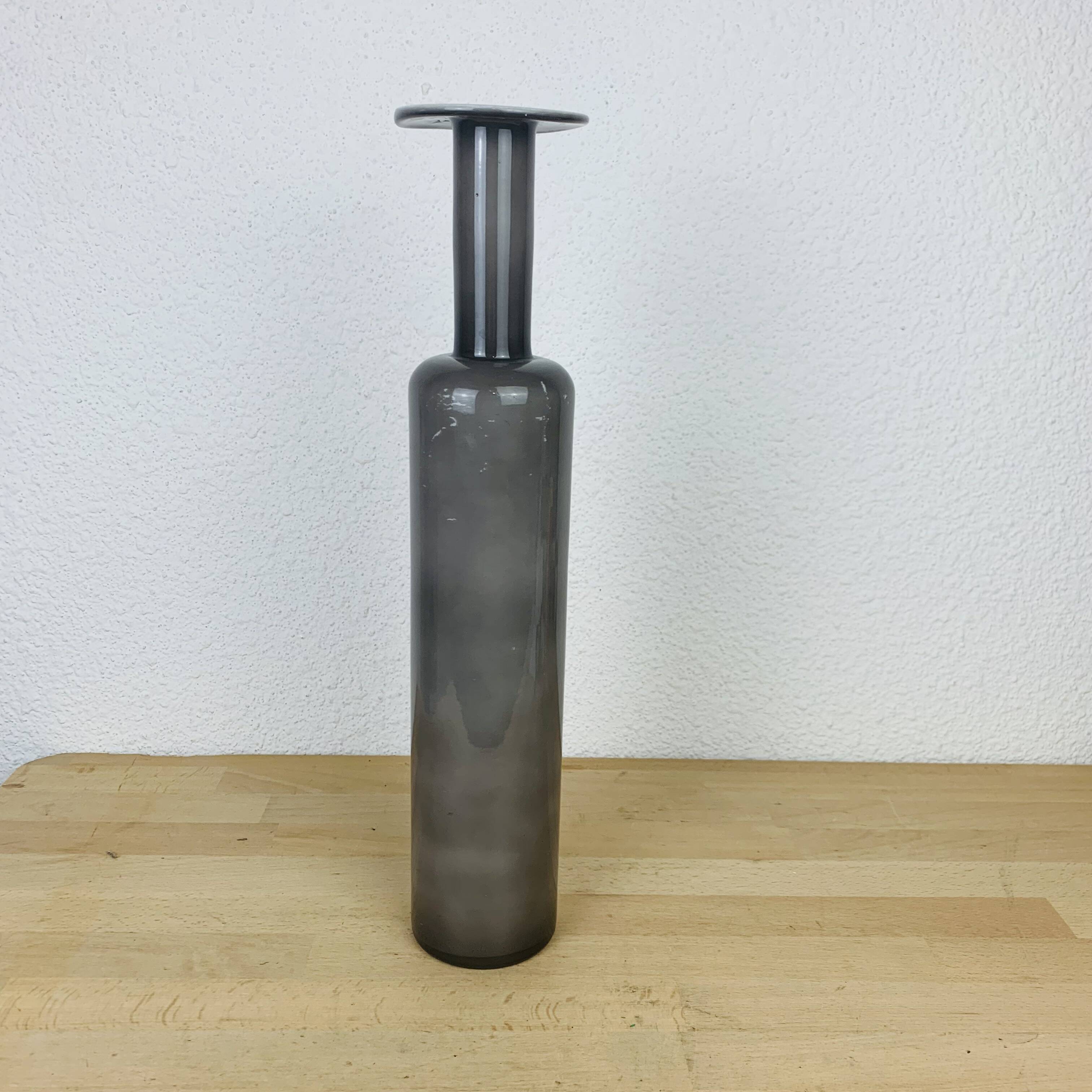 Holmegaard glass vase with flat neck, Scandinavian