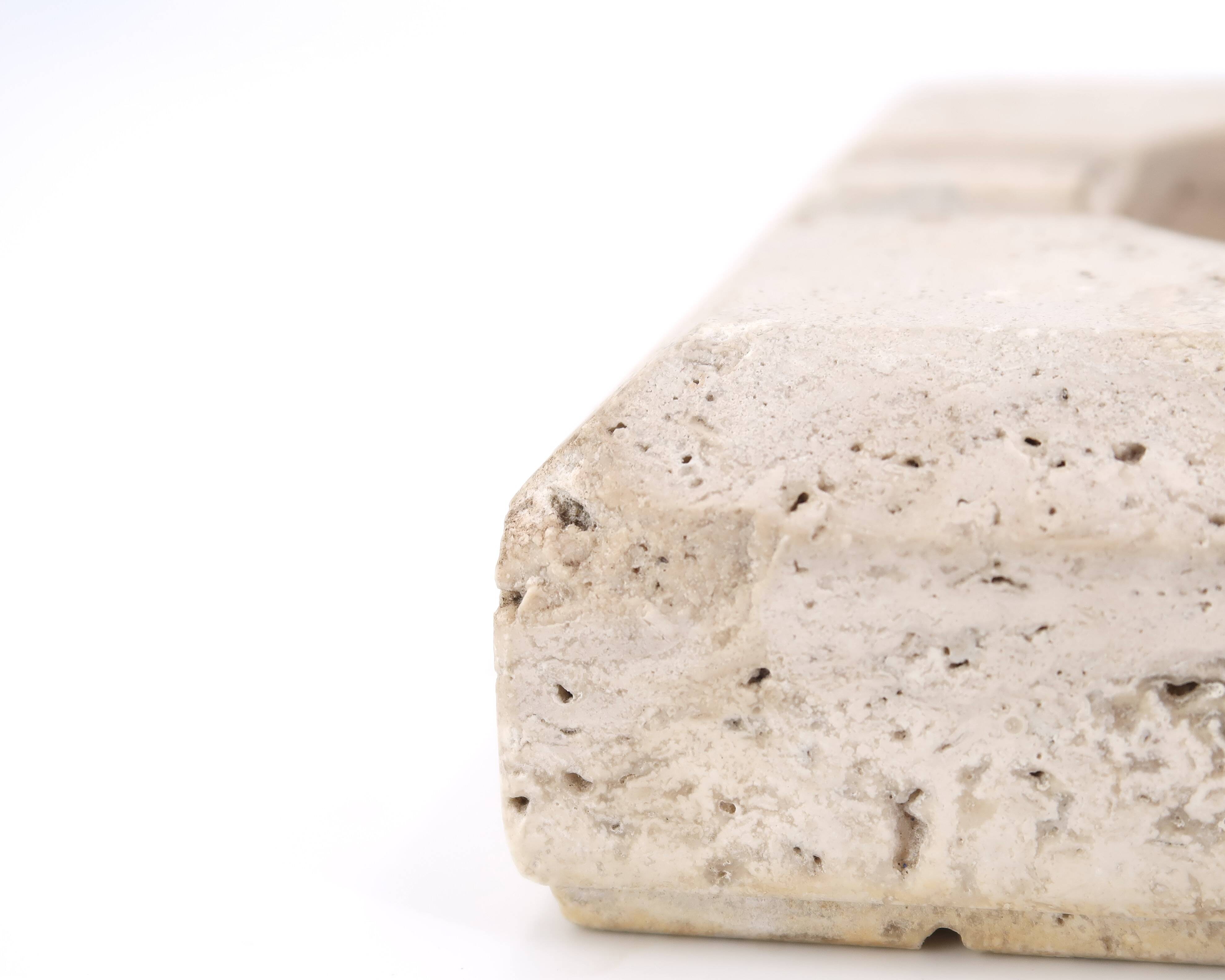 Square travertine ashtray, 1970s