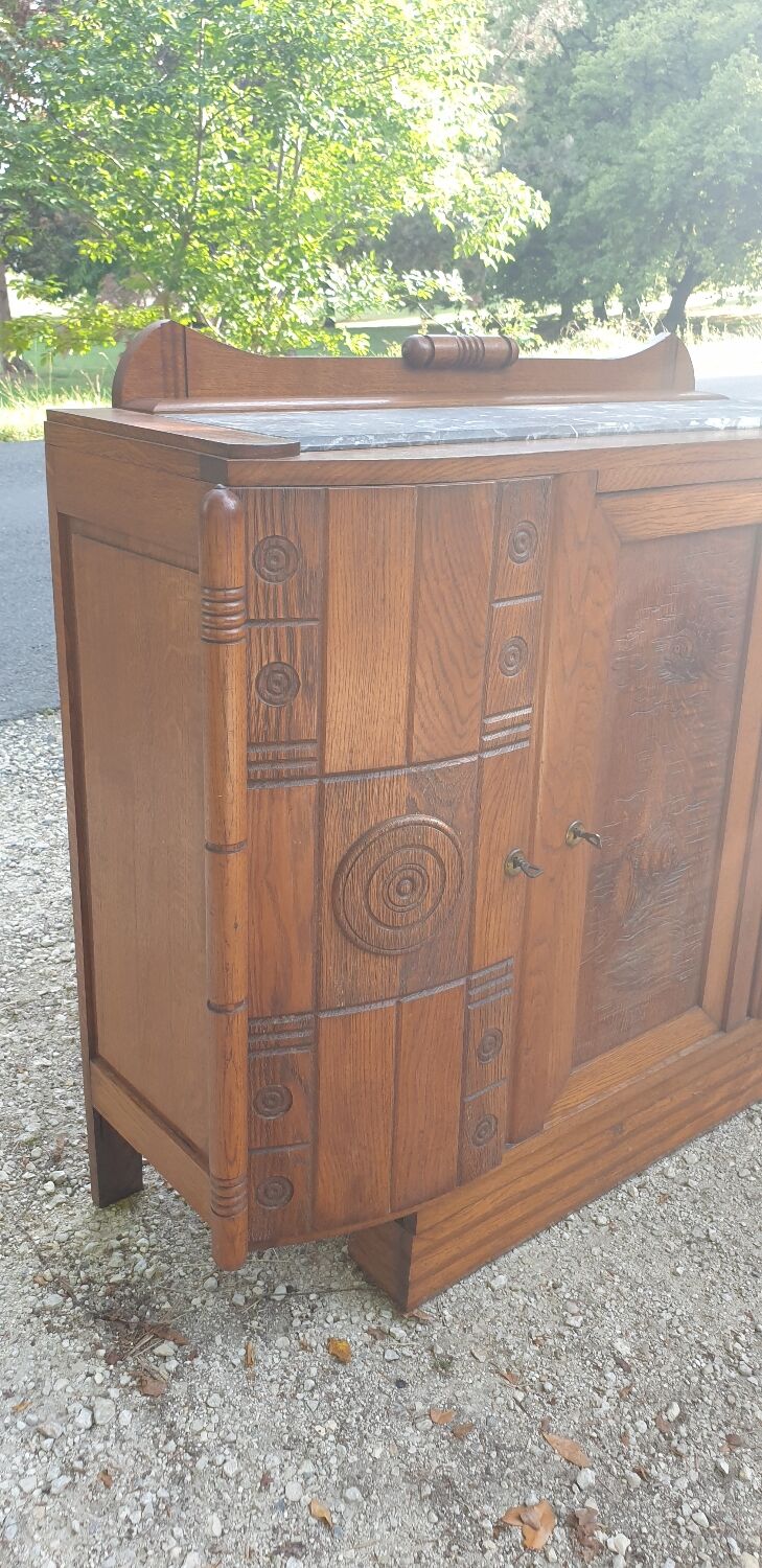 Art deco oak and marble sideboard