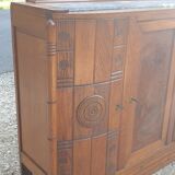 Art deco oak and marble sideboard