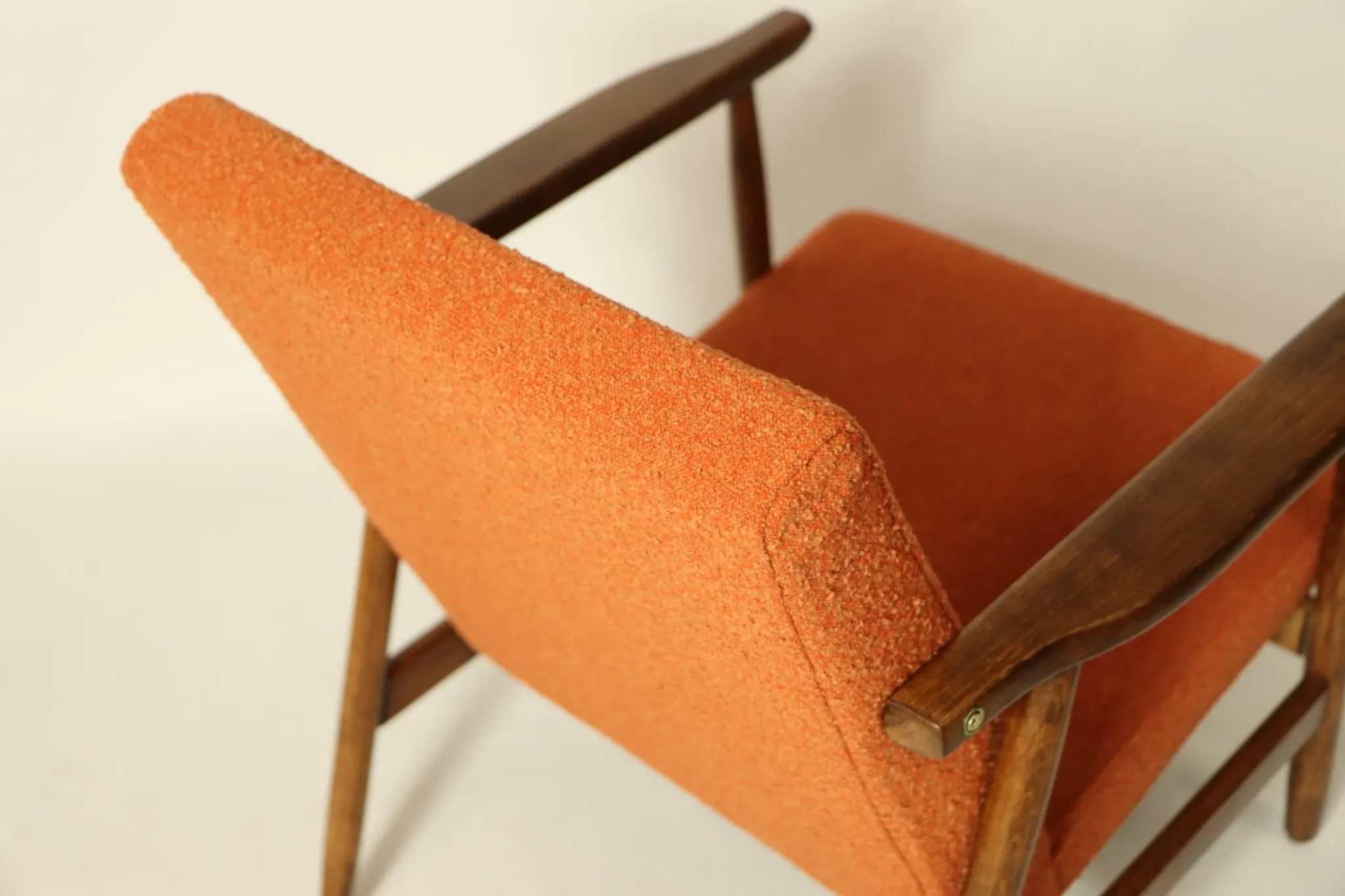 Vintage pumpkin orange lounge chair 1970s restored