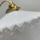 Pair of vintage pendant lights in white opaline and transparent serrated edges