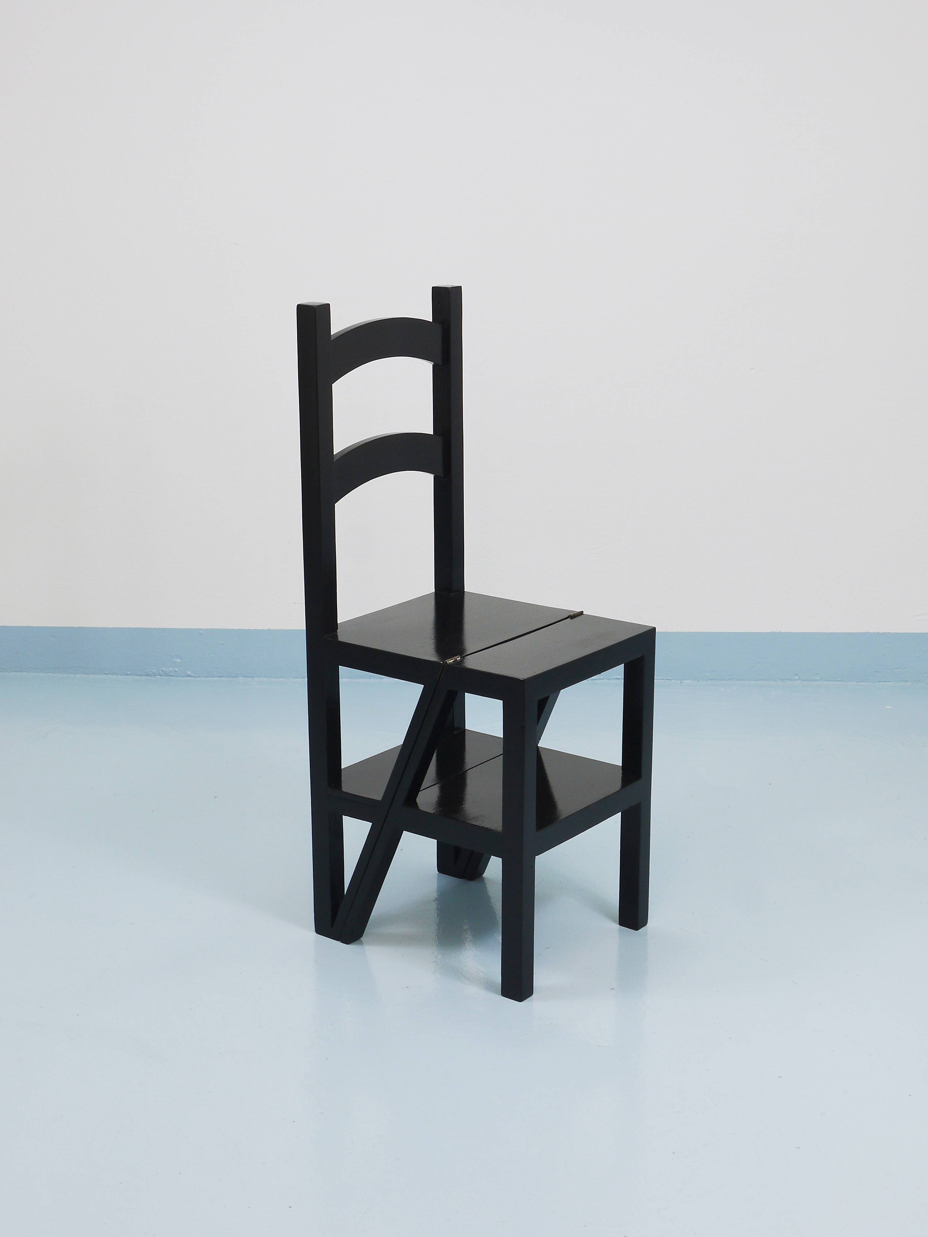 Black Metamorphic Library Steps Folding Ladder Chair, Germany, 1970s