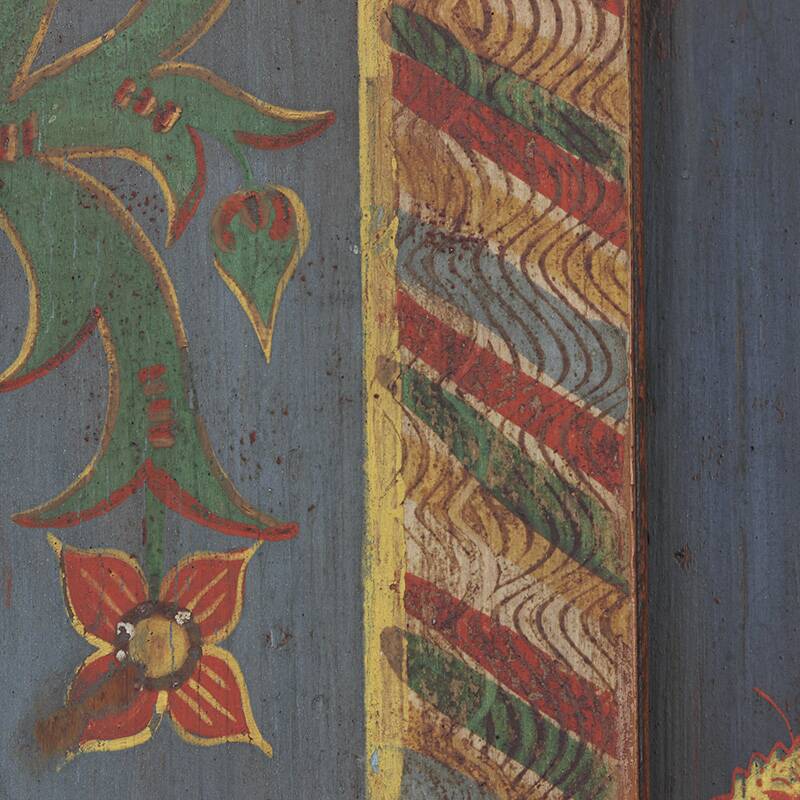 Rustic Farmhouse Folk Art Painted Bridal Cabinet 1834