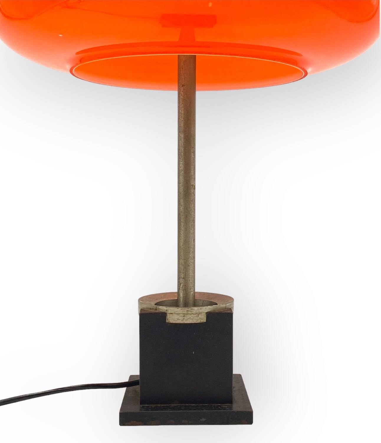 Oscar Torlasco, orange glass table / desk lamp, Prod. Lumi, 1960 ca.