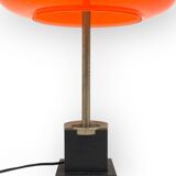 Oscar Torlasco, orange glass table / desk lamp, Prod. Lumi, 1960 ca.