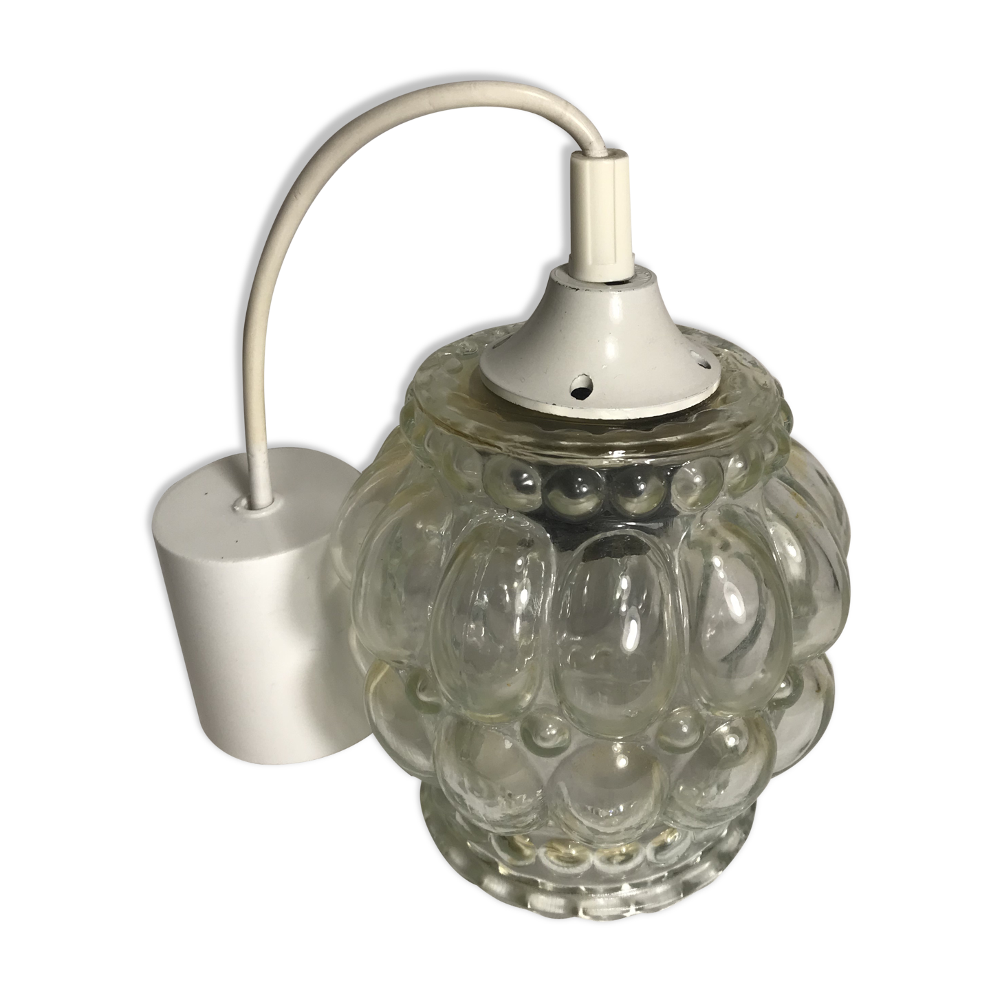 Suspension chandelier ceiling light glass molded 70s vintage
