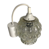 Suspension lustre plafonnier verre moulé années 70 vintage