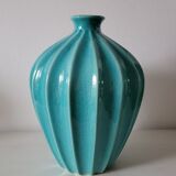 Ribbed turquoise vase